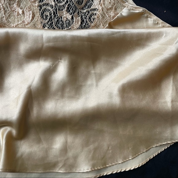 Golden satin slip camisole with a gorgeous lacy neckline - Picture 6 of 6
